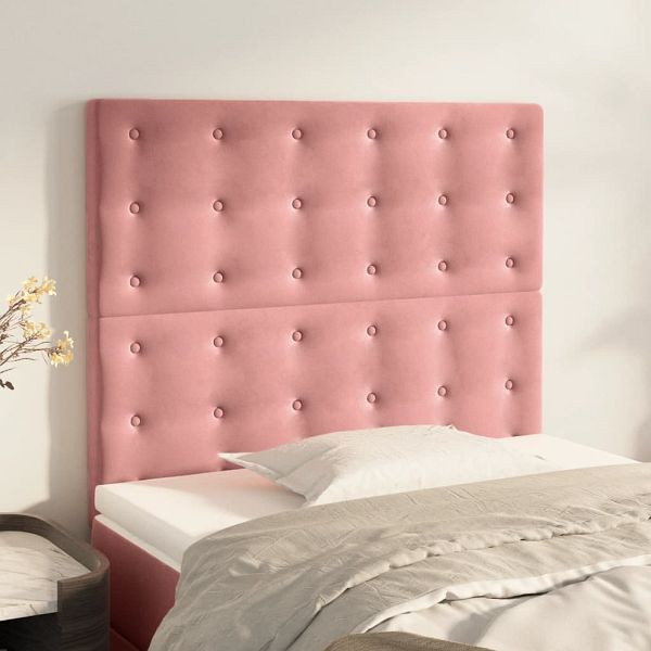 vidaXL Kopfteile 2 Stück Rosa 100x5x78/88 cm Samt, 3116813