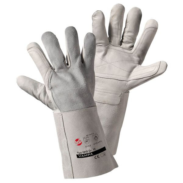L+D VAMPA Schweißer-Handschuhe mit IDZ-Verstärkung Vollleder Handrücken Spalt, 35 cm lang, EN 12477-A Cat II, Größe: 10, VE: 120 Paar, 1818-10