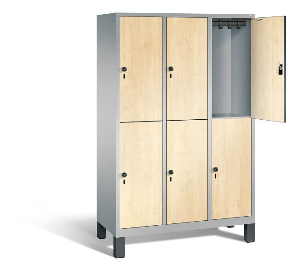 C+P Spind doppelstöckig Evolo, H1850xB1200xT500mm, Farbe: Weißaluminium / Dekor Donau-Ahorn, 48310-32 S10305