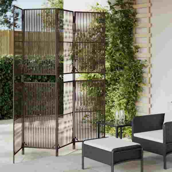 vidaXL Paravent 4-tlg. Braun Poly Rattan, 365393, 8721012244351