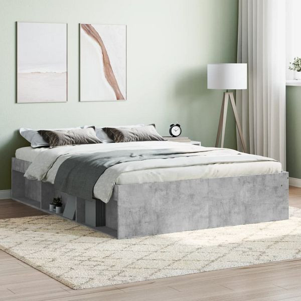 vidaXL Bettgestell Betongrau 135x190 cm, Top-Qualität, 3203911