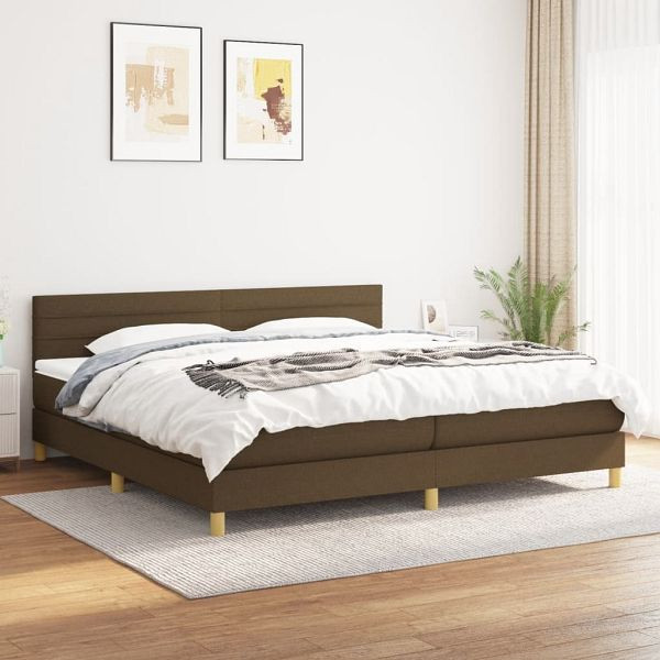 vidaXL Boxspringbett mit Matratze Dunkelbraun 200x200 cm Stoff, 3140724
