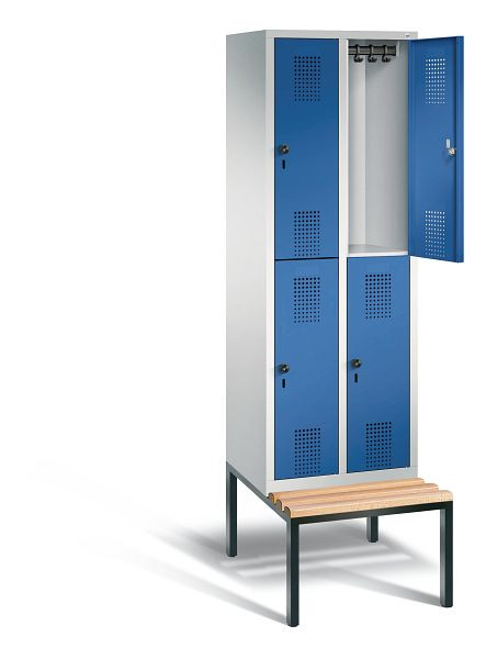 C+P Spind doppelstöckig Evolo, H2090xB610xT815mm, Farbe: Lichtgrau / Enzianblau, 48350-20 S10076