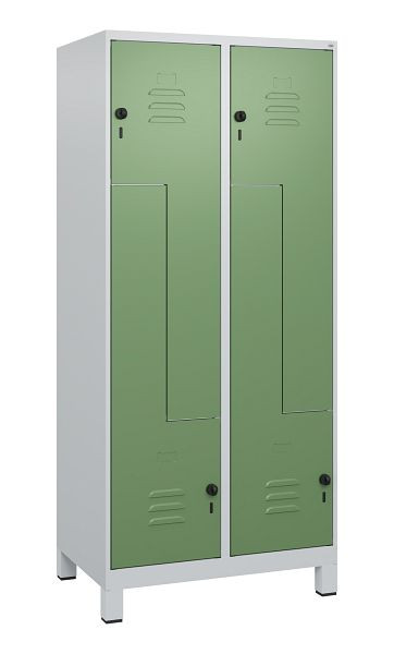 C+P Z-Spind Classic PLUS, Füße, 4 Abteile, 1800x800x500mm, 7035/6011, Drehriegel, 0800137-224 S10006