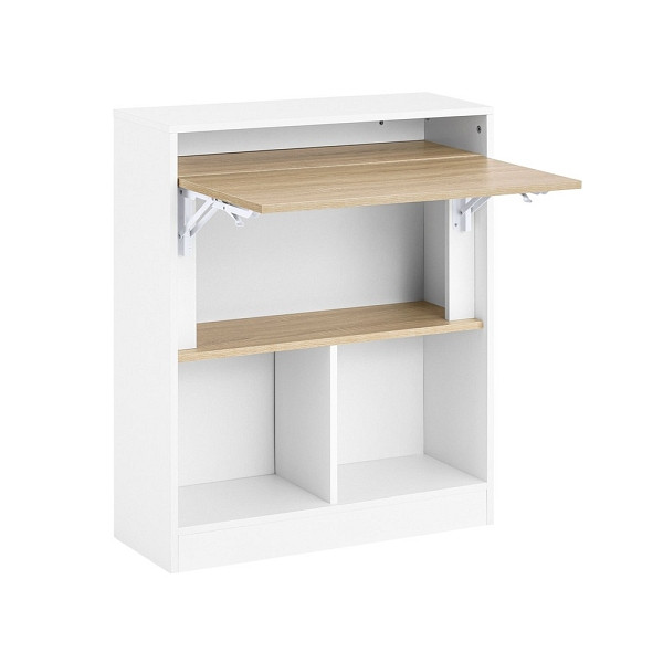 SoBuy Schreibtisch mit 3 Regalen Weiß 70x57x85 cm, Funktional, FWT104-WN