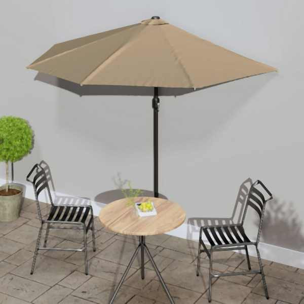 vidaXL Balkon-Sonnenschirm mit Alu-Mast Taupe 270x144 cm Halbrund, 44590