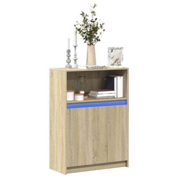 vidaXL Sideboard mit LED Sonoma-Eiche 72x34x100 cm Holzwerkstoff, 852161