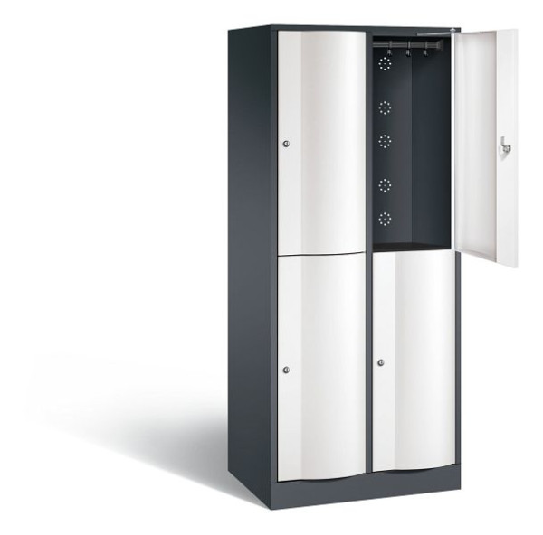 C+P Spind doppelstöckig Resisto, H1950xB772xT540mm, Farbe: Schwarzgrau / Verkehrsweiß, 8270-272 S10178