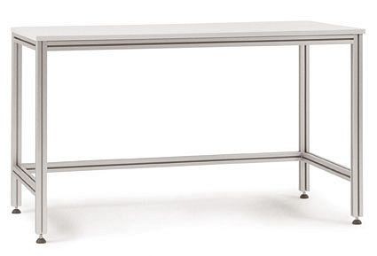 Manuflex Kastentisch ALU mit Kunststoffplatte für sitzende Tätigkeiten, BxTxH = 2000 x 800 x 750-767 mm, AA1117