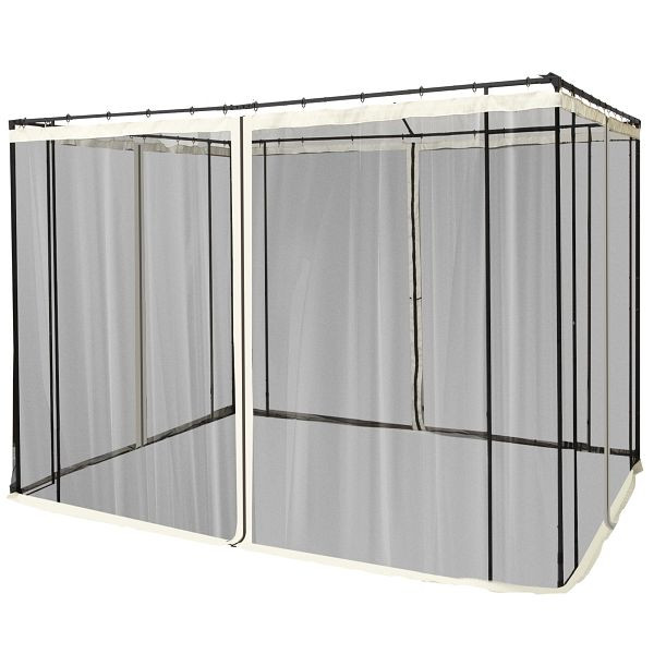 Outsunny Moskitonetz für 3x3 Pavillon 4 Seitenteile Fliegennetz mit Haken Reißverschluss Insektenschutz Fliegengitter Nylon-Mesh Schwarz, 84C-142