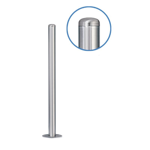 Stein HGS Absperrpfosten "Acero Rundkopf" (V2A) Ø61mm aus Edelstahl, zum Einbetonieren, glasperlengestrahlt, 12992-gg