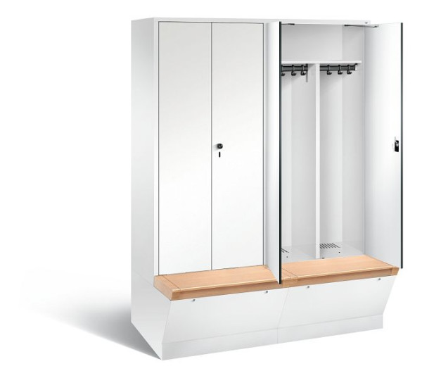 C+P Schwarz-Weiss-Spind Evolo, H2090xB1590xT815mm, Farbe: Verkehrsweiß / Dekor Weiß, 48056-42 S10170