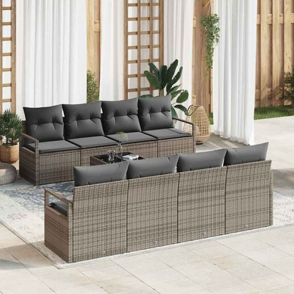 vidaXL Garten-Sofa-Set mit Kissen, 9er Set, Grau 55 x 55 x 37 cm, 3354978