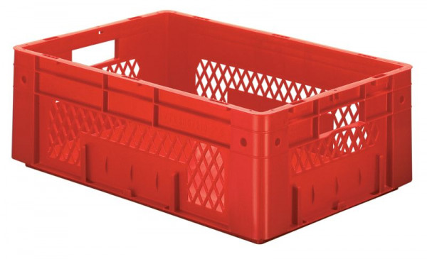 LA-KA-PE VTK 600/210-1, Euro-Schwerlast-Behälter, rot, Wände durchbrochen, Boden geschlossen, Material: PP, VE: 2 Stück, 17121 02 11