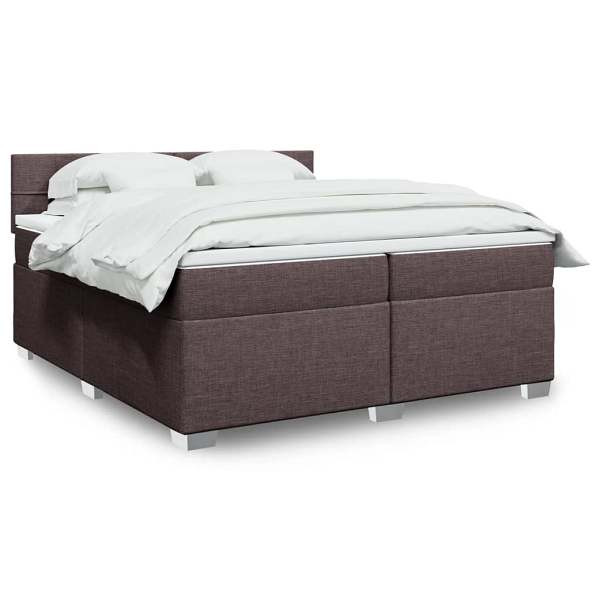 vidaXL Boxspringbett mit Matratze Dunkelbraun 200x200 cm Stoff, 3285998