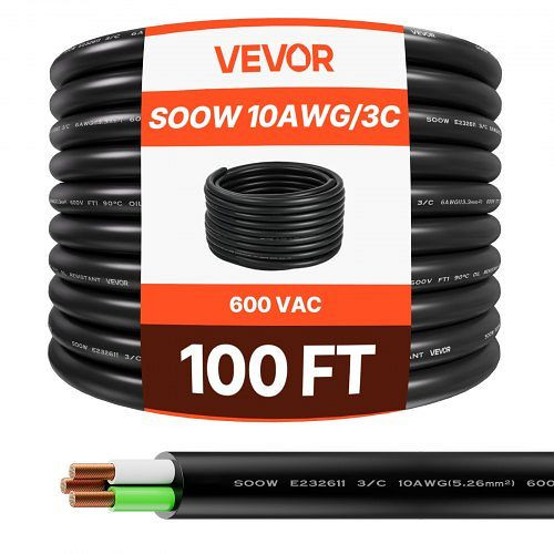 VEVOR 30,48m 10AWG (6 mm²) Elektrokabel Stromkabel Kupfer Verlängerungskabel Draht 600V, BXSDYXSOOWDLRHKXK001V8