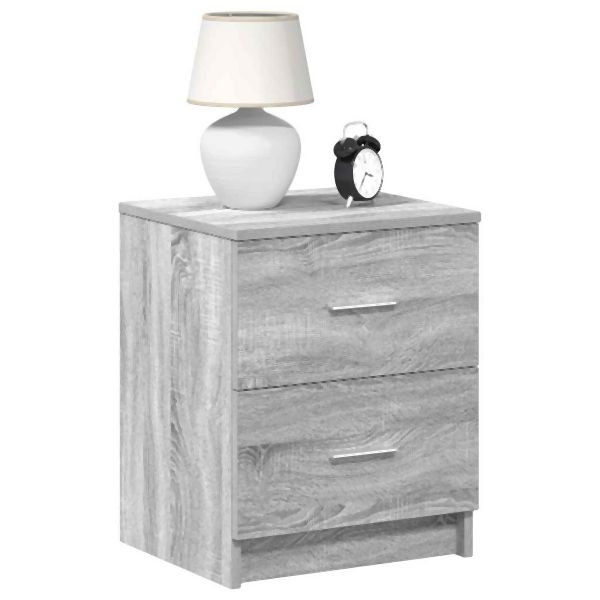 vidaXL Nachttische 2 Stück mit 2 Schubladen Grau Sonoma 40x36x50 cm, 858796