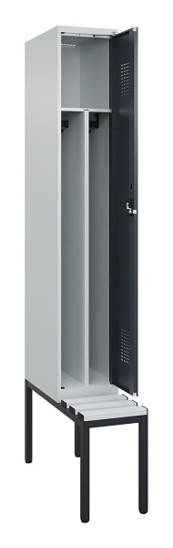 C+P Spind Evolo PLUS, 1 Abteile, 2120x300x815mm, 7035/7016, Haken 4, Zylinderschloss, Sitzfläche Kunststoff, Sitzbank, 0490507-10F S10094