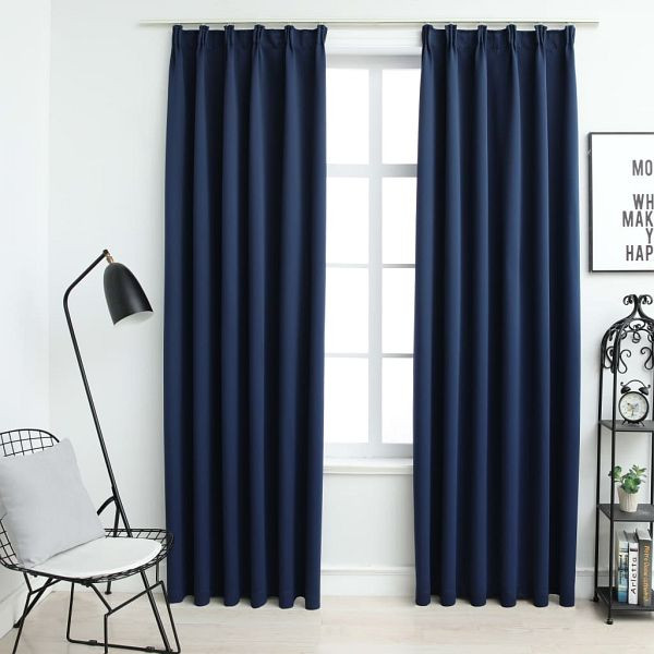 vidaXL Verdunkelungsvorhänge mit Haken 2 Stück Blau 140x225cm, 134455