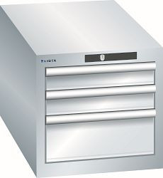 LISTA Schubladenschrank 18x36E (BxTxH) 411x725x383mm AUTO Lock, Lichtgrau, 3 Schubladen, Fronthöhen: 75 - 150 mm, 78.437.020.A