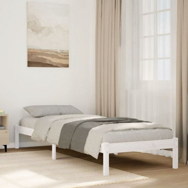 vidaXL Massivholzbett Extra Lang ohne Matratze Weiß 100x220 Kieferholz, 852419