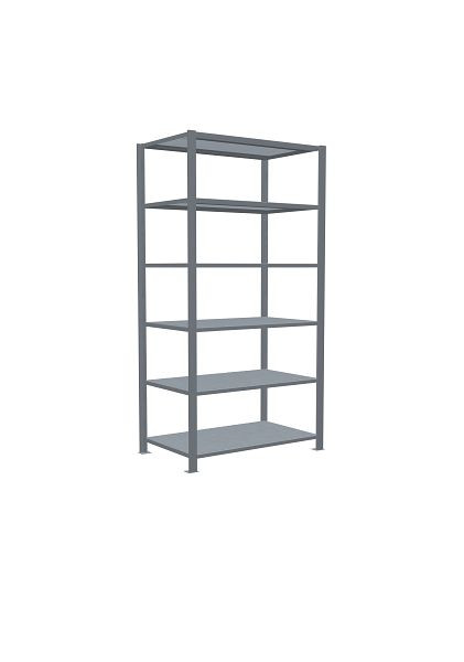 Schulte Grundregal, Büro-Steckregal MULTIplus150, 2000 x 1000 x 600 mm, 6 Fachböden, Längenriegel, verzinkt, ohne Mittelanschlag, 17761