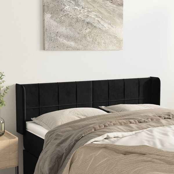 vidaXL Kopfteil mit Ohren Schwarz 147x16x78/88 cm Samt, 3118818