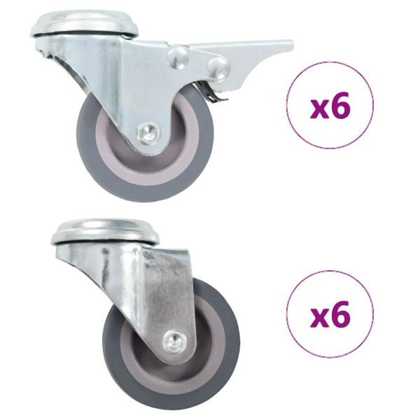 vidaXL 12 Stück Lenkrollen mit Rückenloch 50 mm, 277882