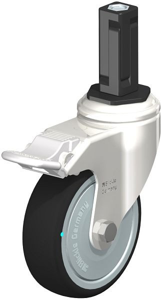 Blickle LKRXA-PATH 101KD-11-FI-FK-EXV13 Edelstahl-Apparate-Lenkrolle mit Expander & Feststeller, Thermoplastisches Polyurethan, Grau, 853452