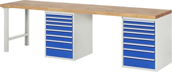 RAU Werkbank Serie 7000 - Modell 7519-8, B3000 x T700 x H840 mm, Systemunterbau B3000 x T650 x H800 mm, 03-7519A8-307B4S.11