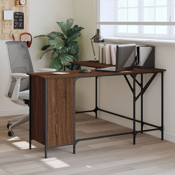 vidaXL Schreibtisch Braun Eichen-Optik 141x141x75 cm Holzwerkstoff, 837601