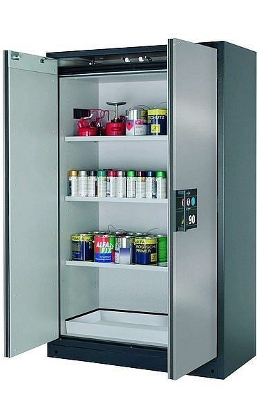 asecos Sicherheitsschrank Q-CLASSIC-90, Q90.195.120 in Silber mit 3x Fachboden (Stahlblech), 30001-049-30005