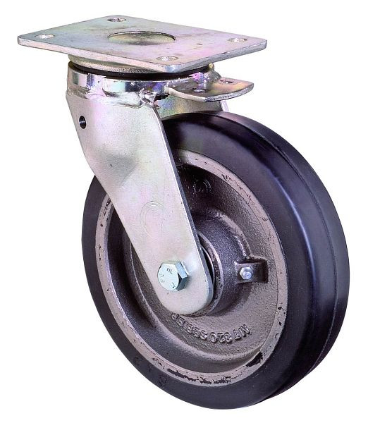 BS Rollen Schwerlastrolle, Rad-Breite 50 mm, Rad-Ø 150 mm, Tragfähigkeit 350 kg, Elastik-Reifen schwarz, Radkörper Guss, Kugellager, RR100.B81.151