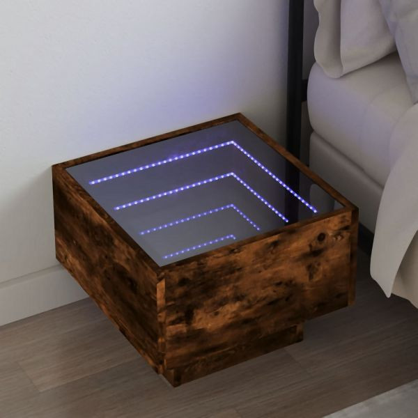 vidaXL Nachttisch mit Infinity-LED Räuchereiche 40x40x30 cm, 3284067