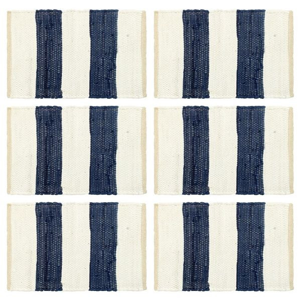 vidaXL Tischsets 6 Stück Chindi Gestreift Blau und Weiß 30x45 cm, 134026