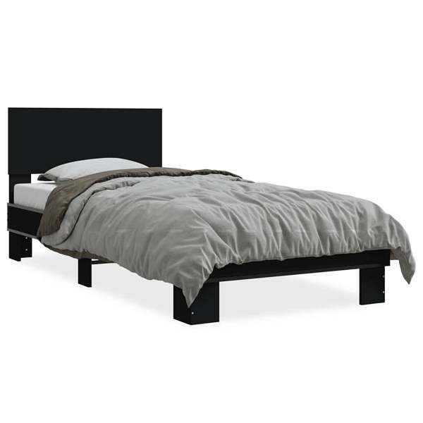vidaXL Bettgestell Schwarz 75x190 cm Holzwerkstoff und Metall, 845812
