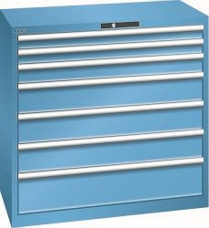 LISTA Schubladenschrank 54x27E (BxTxH) 1023x572x1000mm KEY Lock, Lichtblau, 7 Schubladen, Fronthöhe: 75 - 200mm, Tragkraft Schubladen: 200kg, 78.760.010