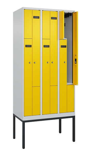 C+P Z-Spind Evolo PLUS, Gestell, 6 Fächer, 2120x900x500mm, 7035/1023, Zylinderschloss, 0490337-306 S10025
