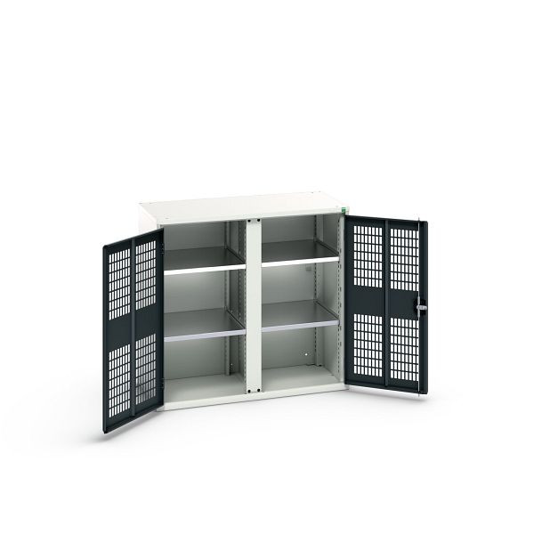 bott verso Garderobenschrank mit Belüftung, mit 4 Fachböden und Trennwand, BxTxH: 1050 x 550 x 1000 mm, Lichtgrau / Anthrazitgrau, 16926763.19