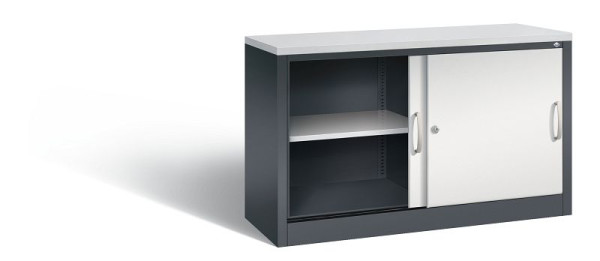 C+P Sideboard mit Schiebetüren Acurado, H720xB1200xT400mm, Farbe: Schwarzgrau / Lichtgrau, Bügelgriff, 2 OH, 5723-00 S10411
