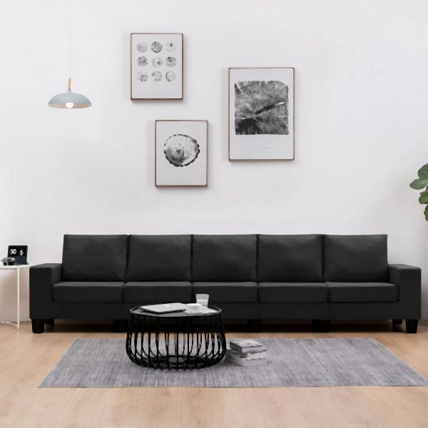 vidaXL 5-Sitzer-Sofa Schwarz Stoff, 287146, 8719883789330