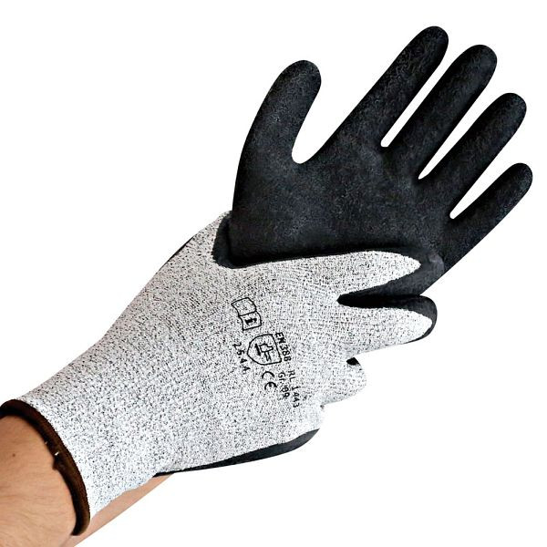 Franz Mensch Schnittschutzhandschuhe Cut Skill, grau/schwarz, Größe 9/L, Latex-Beschichtung Trägermaterial Nylon, VE: 60 Paar, 336291