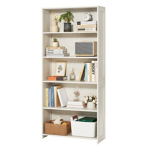 VEVOR Weißes Bücherregal aus E1 Spanplatte, 6 Fächer & höhenverstellbar, 1735 mm hoch, für Wohnzimmer, Schlafzimmer, Büro, BSSJZFXBHB1LUKRBCV0