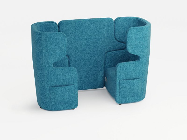Bisley Vivo 2er-Set, gegenüberliegende Sessel mit hoher Rückenlehne, Farbe: blau, Steckdose + 2xUSB + 2 Seitentaschen, VIVH2SETPS2WM0142