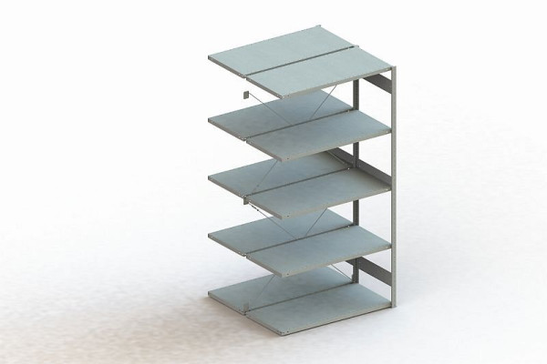 Meta Steckregal Meta CLIP 150 S3 Anbaufeld doppelseitig, Höhe: 2500mm, Länge: 1300mm, Tiefe: 2 x 600mm, Bodenanzahl: 2 x 5, RAL 7035 lichtgrau, 9900004501