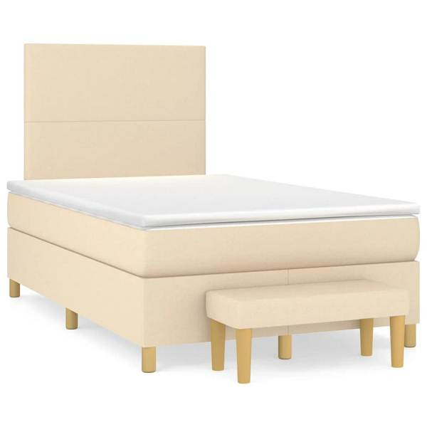 vidaXL Boxspringbett mit Matratze Creme 120x190 cm Stoff, 3270395