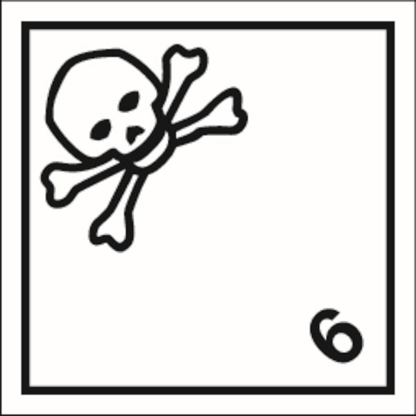 Schilder Klar Verpackungskennzeichnung Gefahrenklasse 6, Giftige Stoffe, 100x100 mm Folie selbstklebend, 575/61