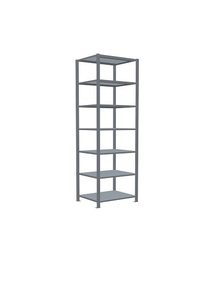 Schulte Grundregal, Büro-Steckregal MULTIplus150, 2300 x 750 x 600 mm, 7 Fachböden, Längenriegel, verzinkt, mit Mittelanschlag, 17748
