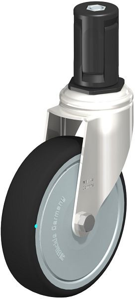 Blickle LKRXA-PATH 126KD-11-FK-EXR15 Edelstahl-Apparate-Lenkrolle mit Expander, Thermoplastisches Polyurethan, Grau, 853500