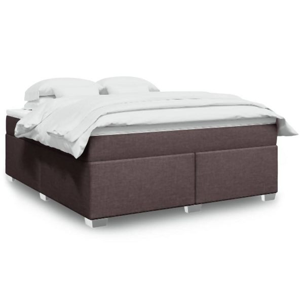 vidaXL Boxspringbett mit Matratze Dunkelbraun 180x200 cm Stoff, 3285154